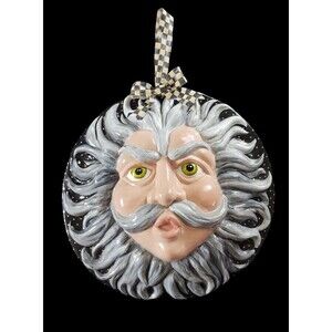 13" Handpainted Wind Boreas Whimsical Terracotta Wall Hanging